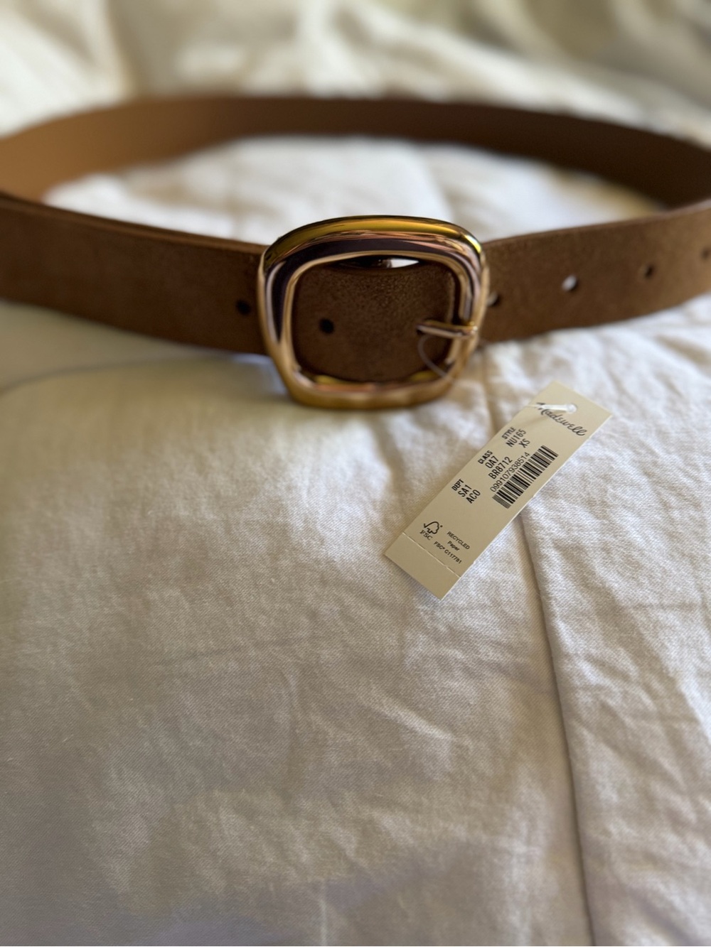 MADEWELL Brand New (with tags) Suede Belt in Aged Cognac Size XS - Picture 2 of 4
